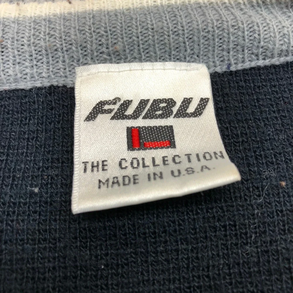 FUBU The Collection Mens Vintage Argyle V-Neck Sweater Vest Black Red Grey L USA